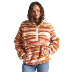 Billabong Womans Switchback Colorful Fleece Cozy Pullover Jacket S